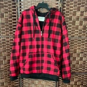 Red and Black Plaid Hoodie